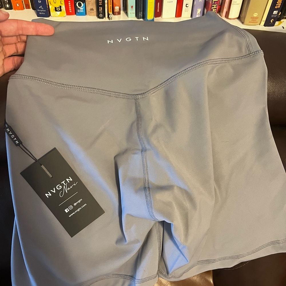 NVGTN GREY SOLID BIKER SHORTS